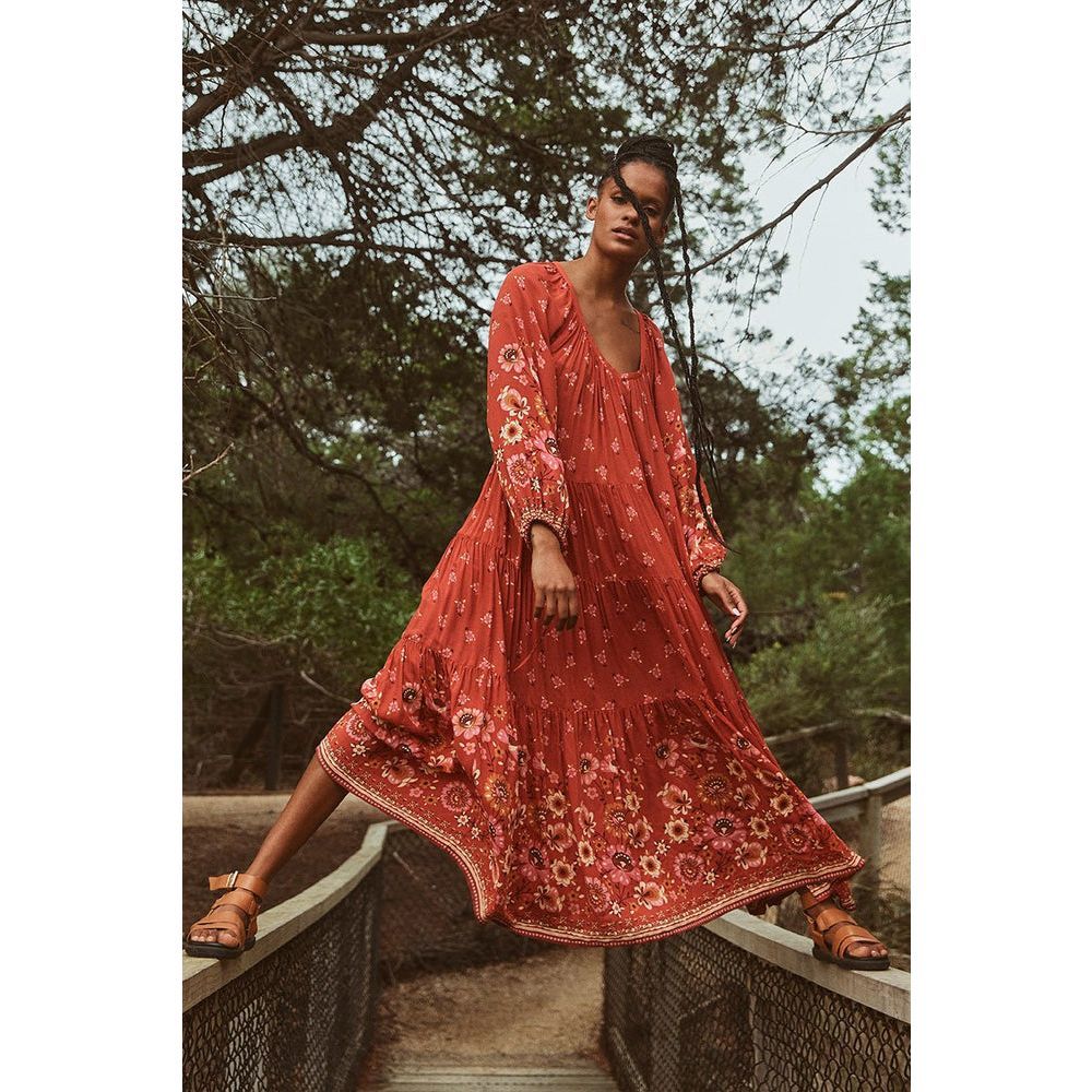 Spell Red Floral Maxi Dress